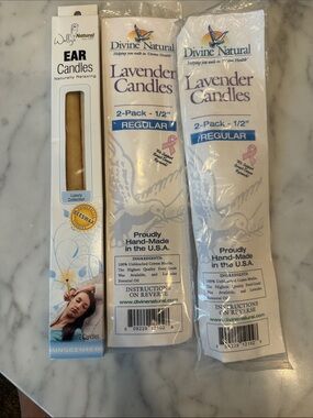 Divine Natural Lavender Candles + Wallys Ear Candle - White & Beige
